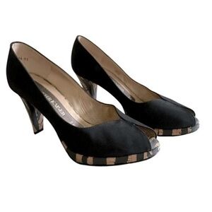 PETER KAISER PEEP TOE TIGER DESIGN CORK HEELS SIZE 7.5